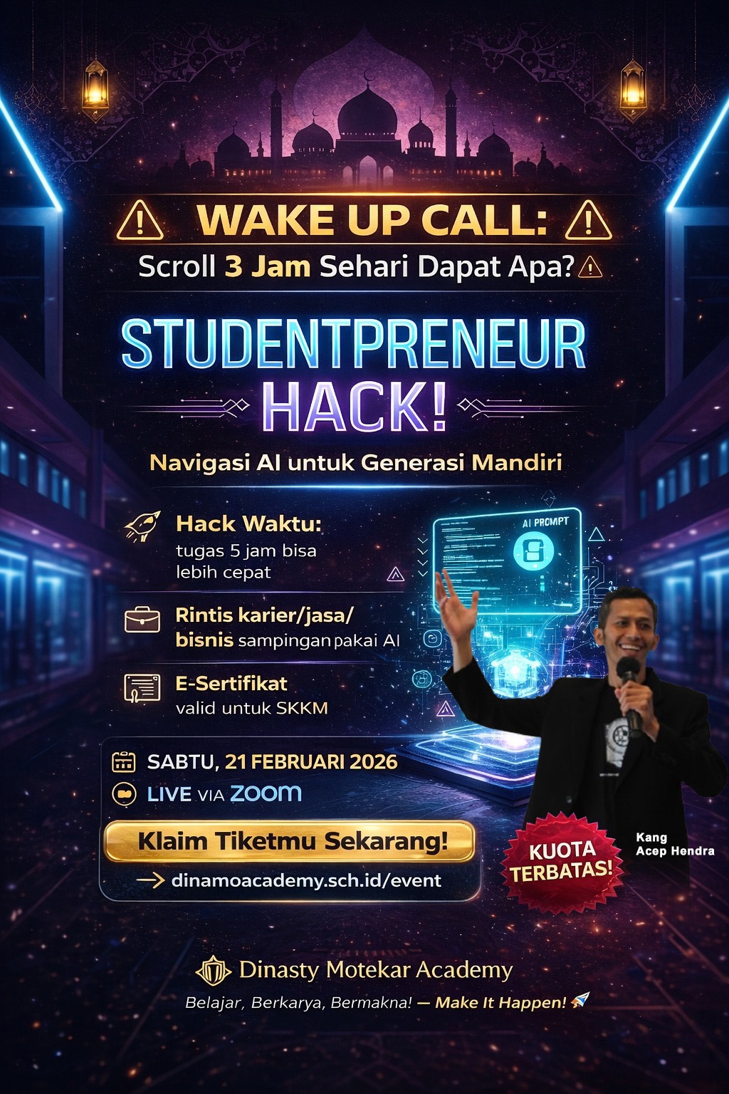 Poster Studentpreneur Hack: Cara Cuan Modal AI